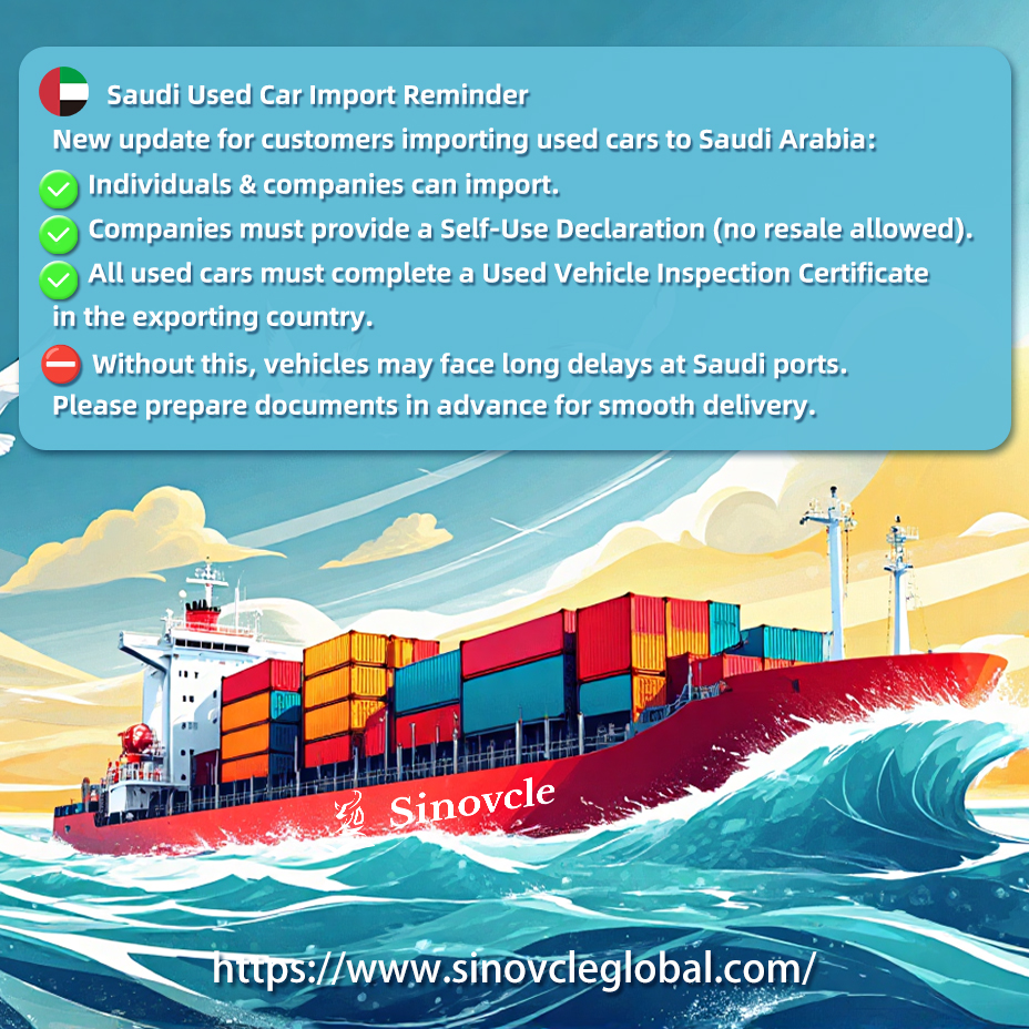 Urgent Update 2025: New Regulations for Importing Used Cars to Saudi Arabia – Clearance & Inspection Guide